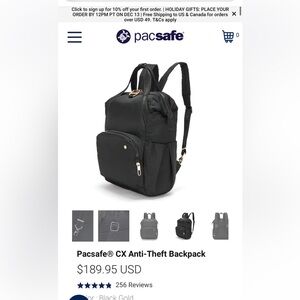 PacSafe Backpack! New without tags!! Never used!